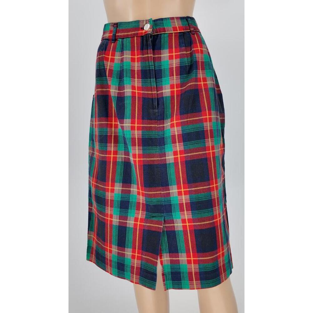 Vintage Plaid Pencil Skirt Size 16 Classic Tartan‎ Wool Blend Winter